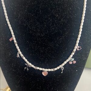 Coach Pearl and Silver Charm Necklace